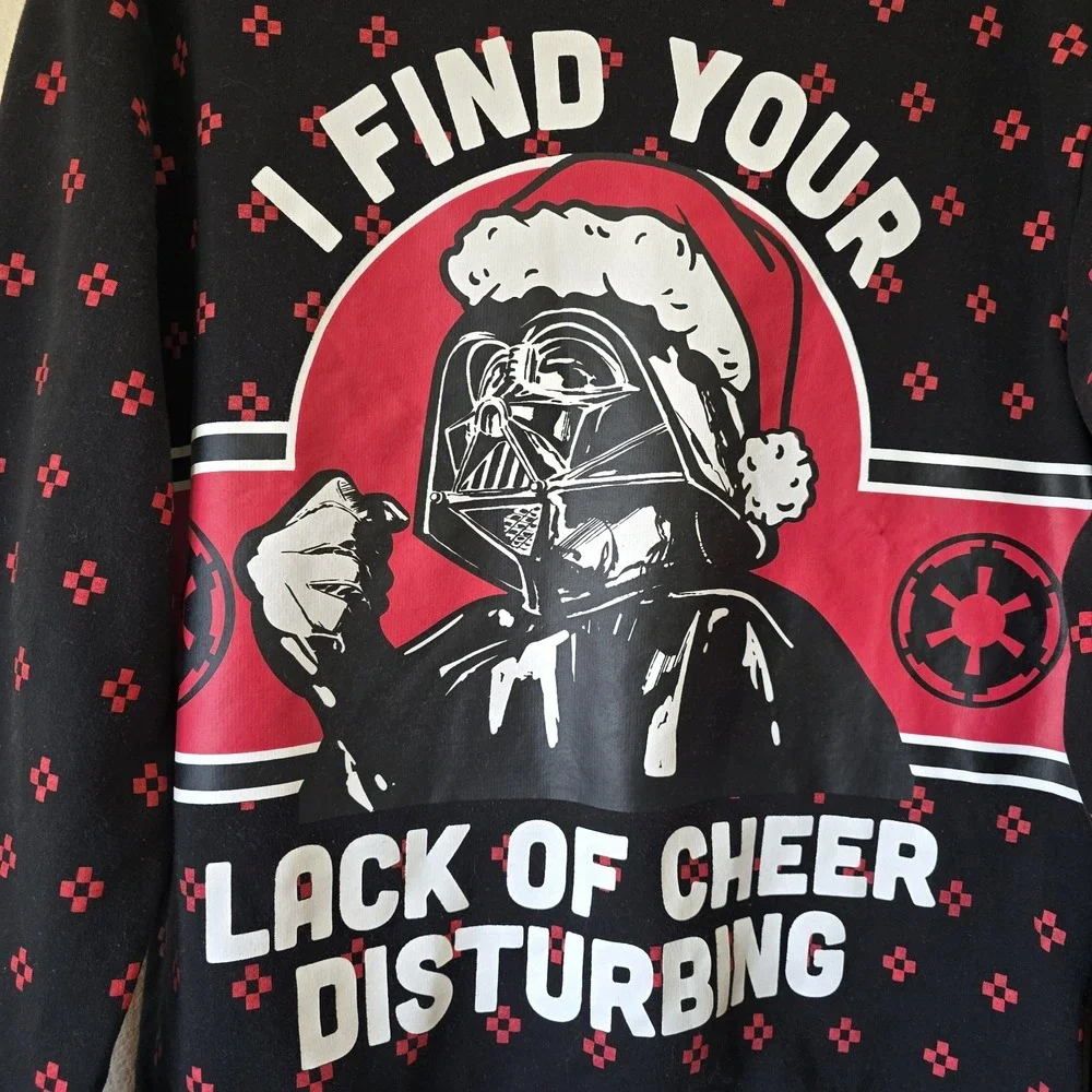 Star Wars Darth Vader Christmas Ugly Sweater Size L Black Red Holiday Knit